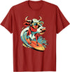 Surfing Cow Catching a Wave Surfer Design Co. Surfing Cow Catching a Wave Farmer Surfer Surf Time T-Shirt - Cranberry Red