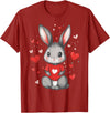 Rabbit Lover Heart Girls Valentine’s Day Women Bunny T-Shirt in Cranberry Red