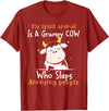 Funny My Spirit Animal Is A Grumpy Cow Tee Shirt My Spirit Animal Is A Grumpy Cow Who Slaps Annoying People T-Shirt -