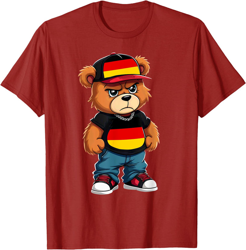 German Teddy Bear Breakdance Rapper German Flag Teddy Bear Germany Hip Hop T-Shirt - Cranberry Red