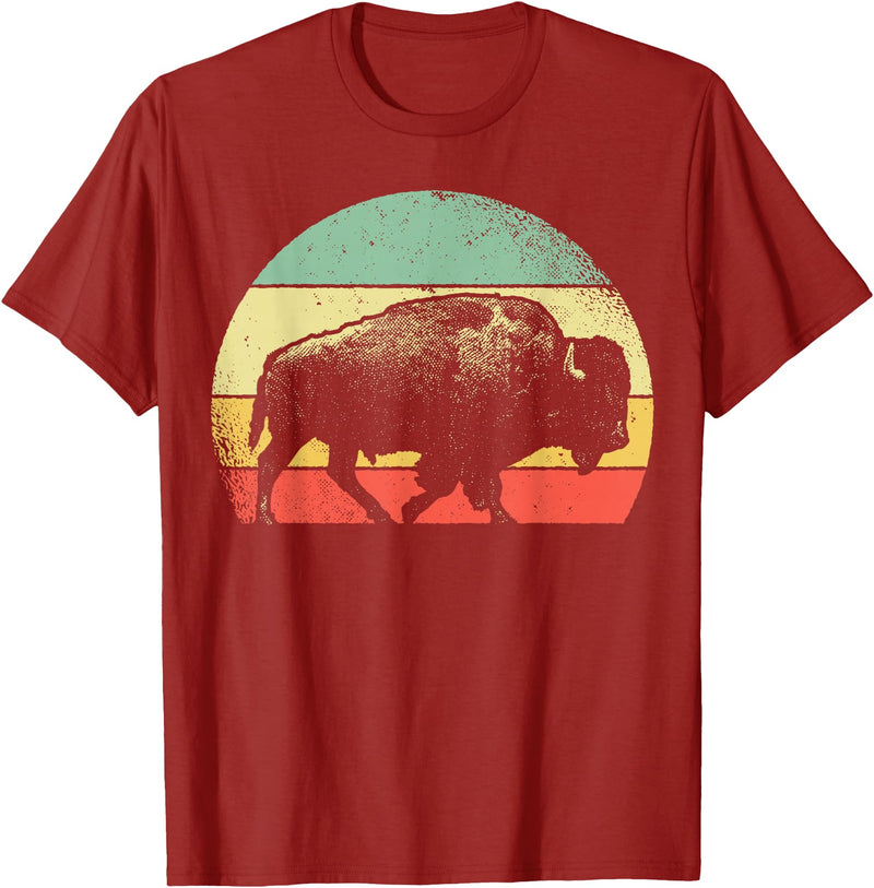 Bison Lover Gifts Wildlife I Bison Natural Reserve Vintage Buffalo Graphic Crew Neck Short Sleeve Regular Fit T-Shirt -