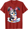 Easter Penguin Lover Egg Eggs Bunny Rabbit Bunnies Funny T-Shirt in Cranberry Red