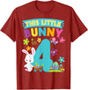 This Little Bunny Rabbit Is 4 Year Old Easter Birthday T-Shirt in Cranberry Red