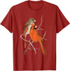 Red Cardinal Bird Male Female Vintage Red Cardinal Bird T-Shirt - Cranberry Red