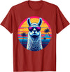 Llama Alpaca Vintage Art Co. Llama Alpaca Retro 80s Style T-Shirt - Cranberry Red