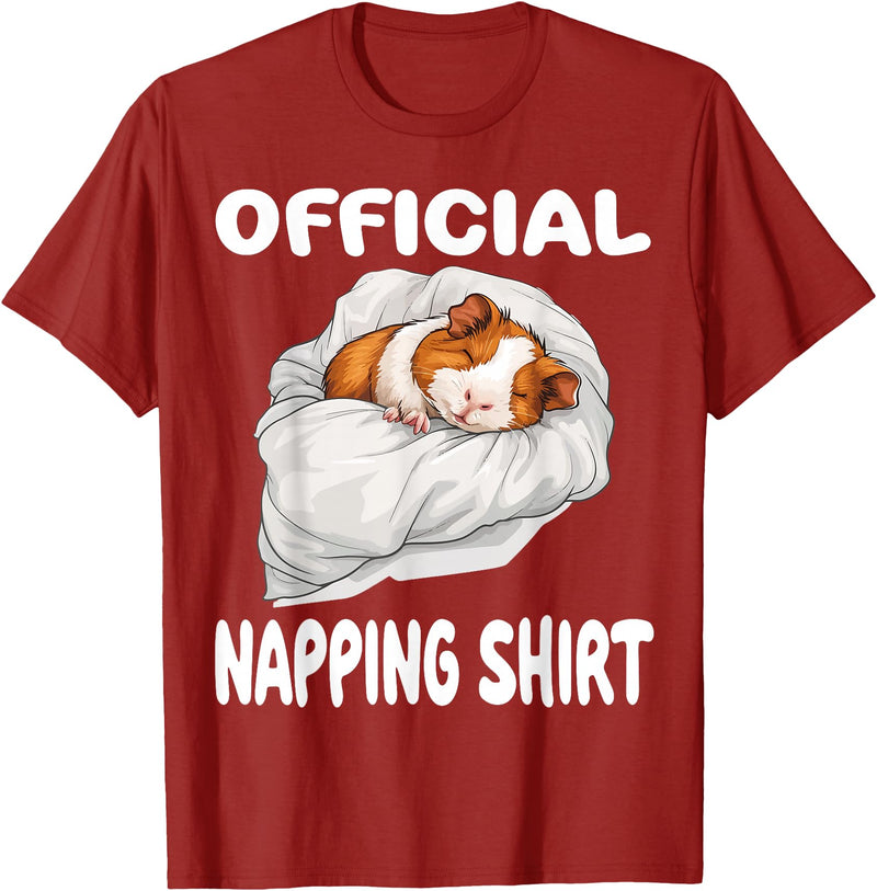 Official Sleep Pajamas Nightgown Sleepwear Co. Guinea Pig Official Napping shirt Pajamas Nightgown T-Shirt - Cranberry Red