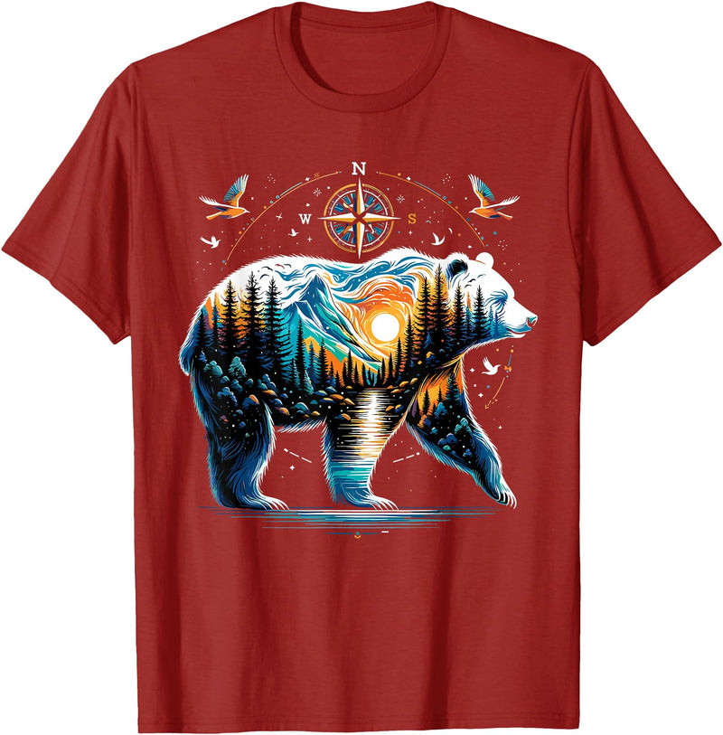 Grizzly Bear Lover Bear Hiking Grizzly Bear Camping Camper T-Shirt - Cranberry Red