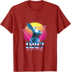 Chinese Year of Rabbit 1987 Birthday Zodiac Retrowave Retro T-Shirt in Cranberry Red
