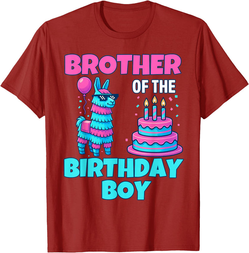gaming gamer Birthday Llama Pinata Family Apparel Brother Birthday Boy Llama Pinata Party Family mathing Men T-Shirt - Cranberry Red