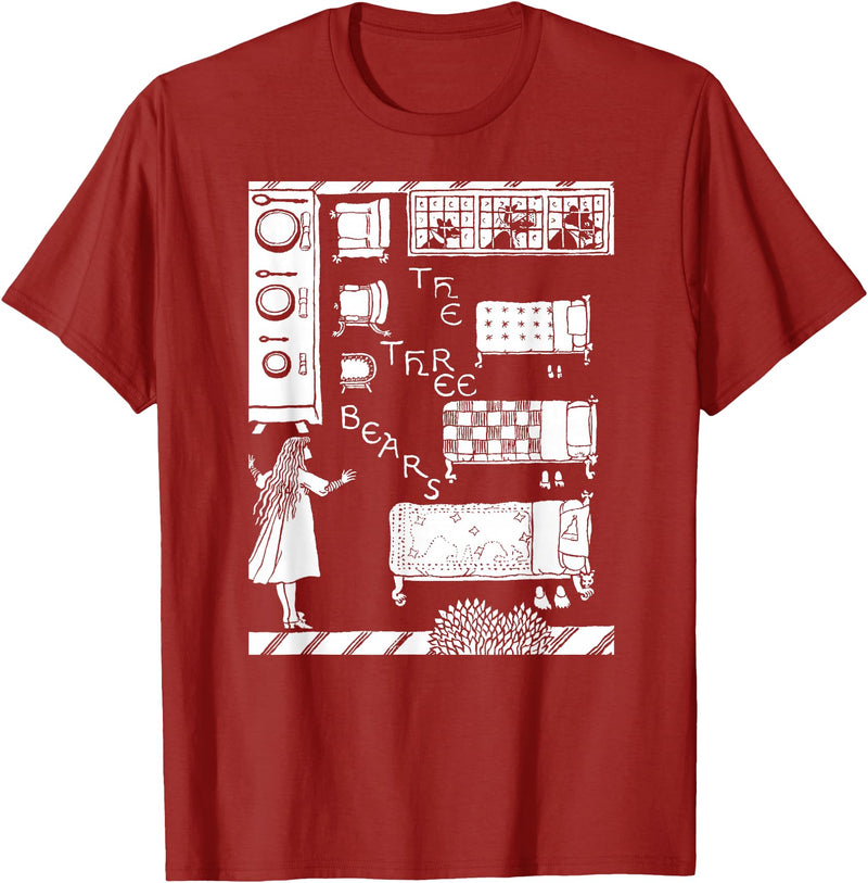 Vintage Fairy Tale Shirts The 3 Bears Vintage Goldilocks Retro Fairy Tale T-Shirt - Cranberry Red