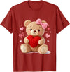 Cute Crochet Valentine Love Art Studio Be My Valentine Cute Crochet Yarn Teddy Bear Love T-Shirt - Cranberry Red