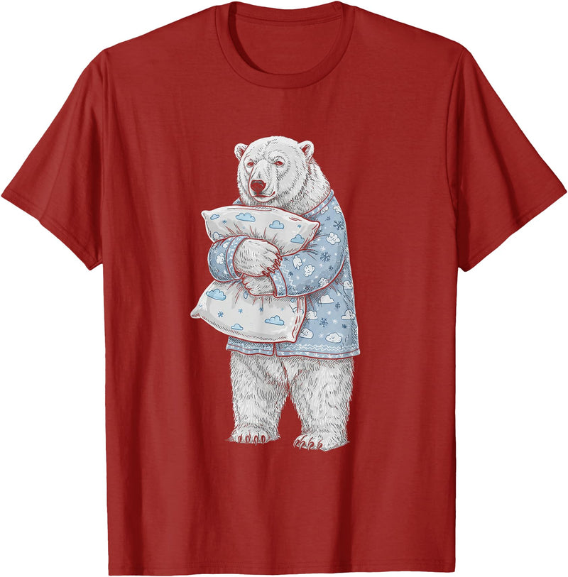 Sleeping & Napping Funny Designs For Nap Lovers Funny Sleepy Polar Bear Pajama Women Men Kids Boys And Girls T-Shirt - Cranberry Red