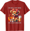 Cute Highland Cow I'm Not A Mess I'm Not A Hot Mess I'm A Spicy Disaster Cheeky Highland Cow T-Shirt - Cranberry Red