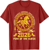 Happy Lunar Chinese New Year of The Horse 2026 Zodiac T-Shirt - Cranberry Red