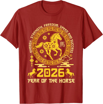 Happy Lunar Chinese New Year of The Horse 2026 Zodiac T-Shirt