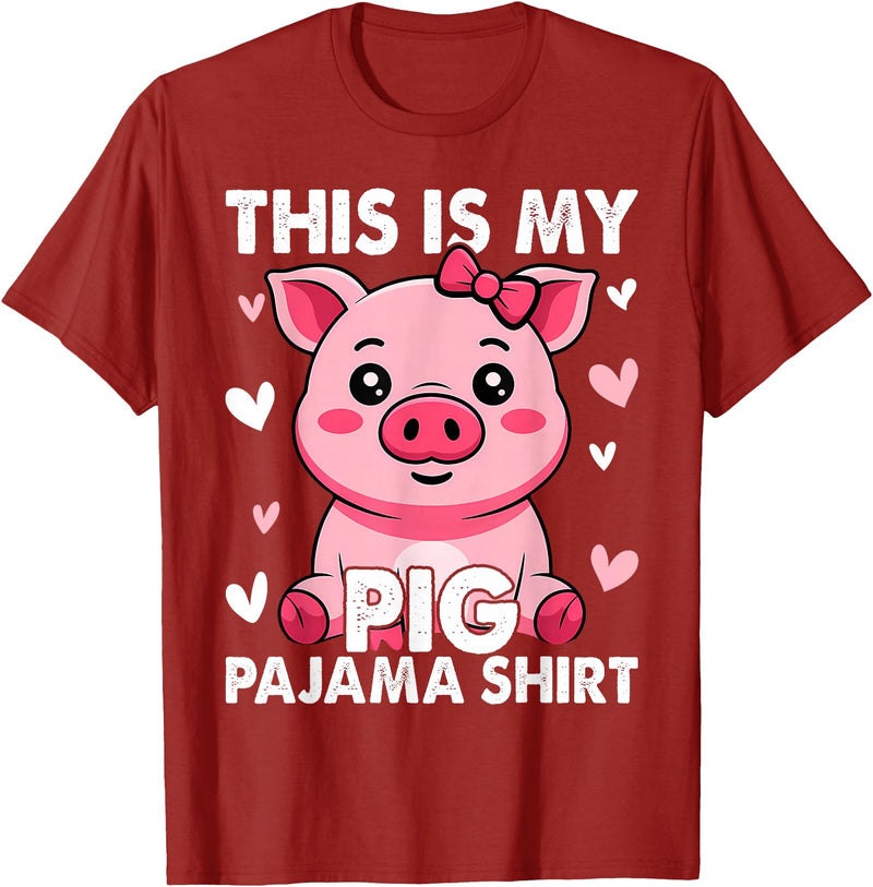 Pig Lover Gift Co. My Pig Pajama Women Pig Pjs Cute Pig Stuff Farmer Girl T-Shirt - Cranberry Red