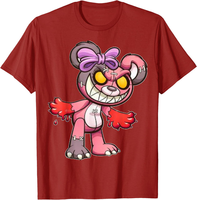Teddybär Bad and Cute Teddy Bear T-Shirt - Cranberry Red
