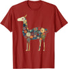 We Love Llamas & Alpacas - Peru Souvenirs Co. Llama Alpaca Floral Colorful Flowers Peru Peruvian Souvenir T-Shirt - Cranberry Red