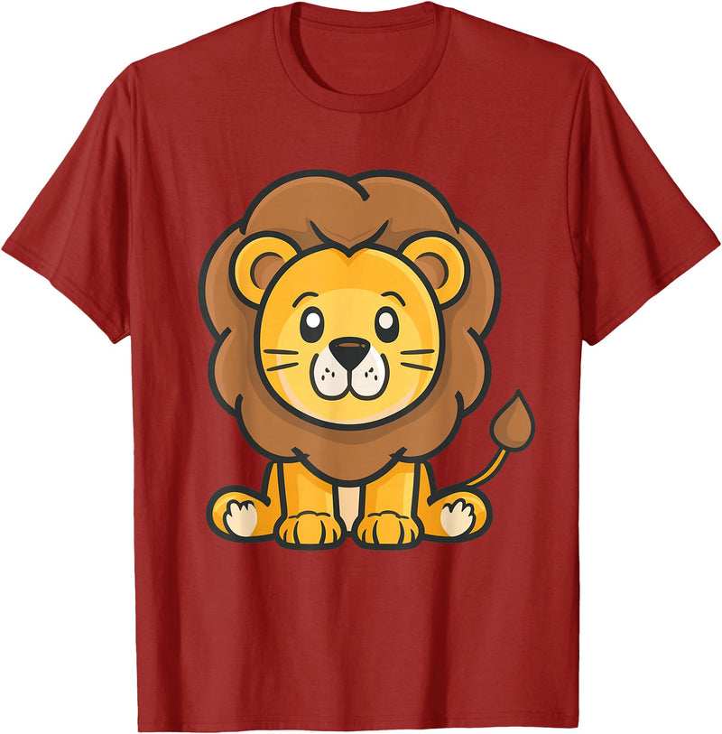 Funny Lion and African Animals Design Cute Lion for Kids T-Shirt - Cranberry Red
