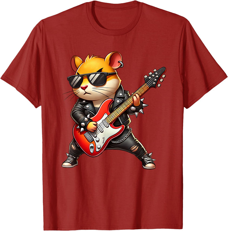 Hamster Electric Guitar Concert Music Lover Men Women Kids T-Shirt - Cranberry Red