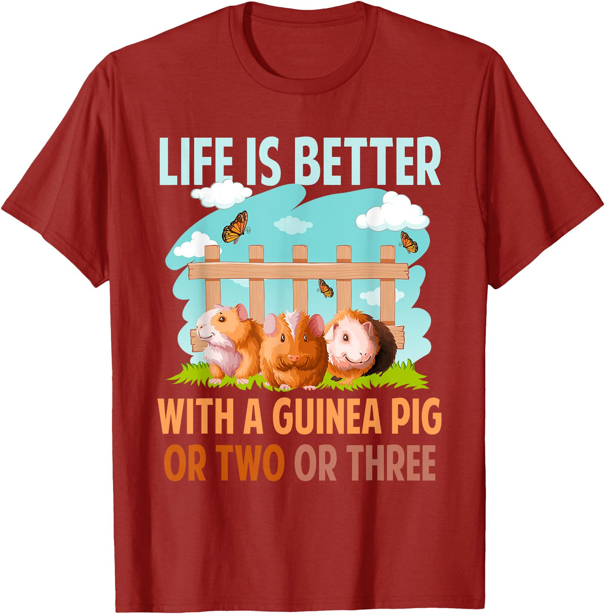 Cute Guinea Pig Apparel Life Is Better With A Guinea Pig Wheek Cavy Lover T-Shirt - Cranberry Red