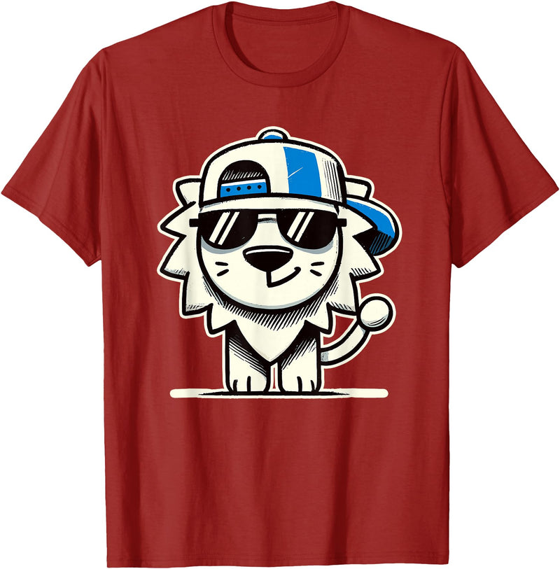 Nerrrdy Lion Hipster Men Women Kids Boys Girls Funny Lion T-Shirt - Cranberry Red