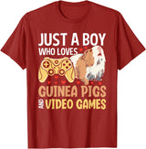 Guinea Pig Gifts for Gamer Co. Just a Boy Who Loves Guinea Pigs and Video Games Gaming T-Shirt - Cranberry Red