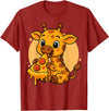 Giraffe Eating Pizza Graphic Design Funny Giraffe Eating Pizza Graphic Boys Girls Giraffe Lover T-Shirt - Cranberry Red