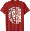 Isaiah 41:10 Christian Jesus Lion Father Dad Christian Bible Verse Lion Fear Isaiah 41:10 Religious T-Shirt - Cranberry Red