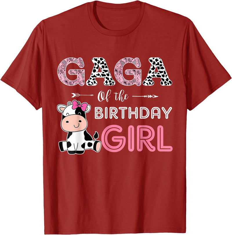 Cow Birthday Cow Lover Gifts For Family Men Woman Gaga of The Birthday Girl Farm Cow Grandma Matching Family T-Shirt -