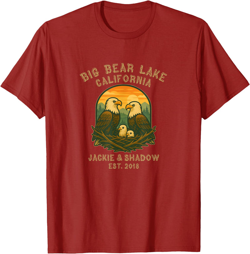 Big Bear Lake Eagles California Big Bear Lake California Eagles Jackie and Shadow T-Shirt - Cranberry Red
