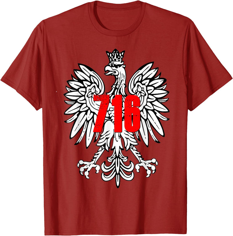 Polish Pride Buffalo Dyngus Day Shirt Polish Falcon Eagle 716 Buffalo NY New York T-Shirt - Cranberry Red