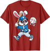 Funny Baseball Drip Rabbit Bunny Easter Men Boys Kids T-Shirt in Cranberry Red