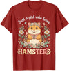 Just a Girl Who Loves Hamsters Cute Floral Pet Aesthetic T-Shirt - Cranberry Red
