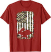 Rabbit Hunting US Flag Rabbit Hunter Lover T-Shirt in Cranberry Red