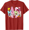 Easter Mama Bunny Ears Coquette Bow Easter Rabbit Mom Women T-Shirt in Cranberry Red