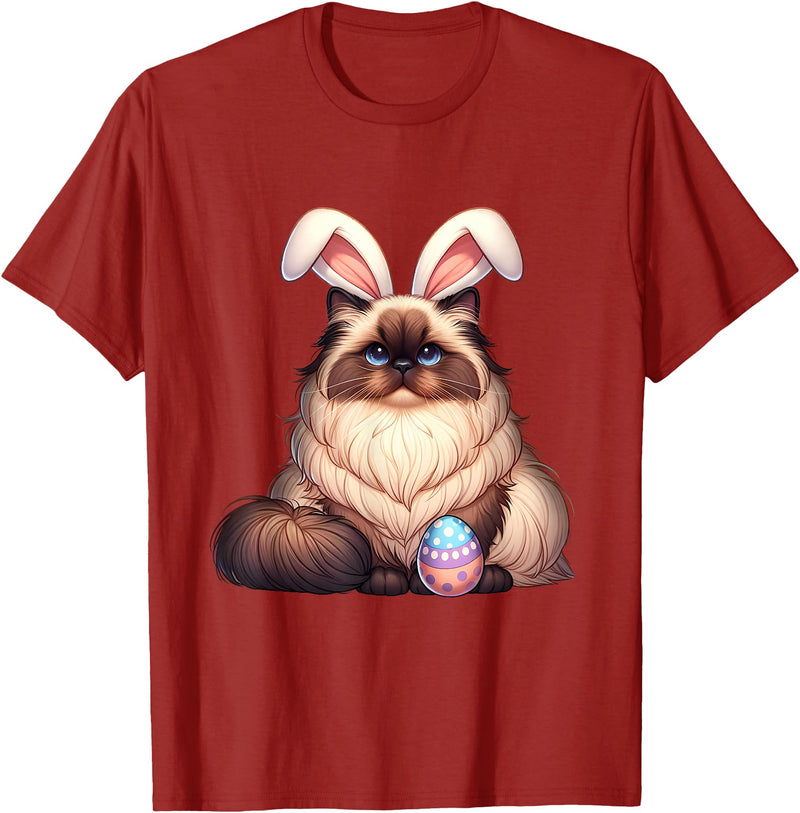 Easter Himalayan Cat Cats Pets Pet Bunny Rabbits Men Women T-Shirt in Cranberry Red