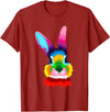 Colorful Rabbit Head Safari Animal Art Wildlife T-Shirt in Cranberry Red