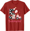 Milk Cow Print 5 Year Old Girl Birthday Gift 5th Birthday Outfit Girl 5 Year Old Farm Cow Chick Tractor T-Shirt - Cranberry