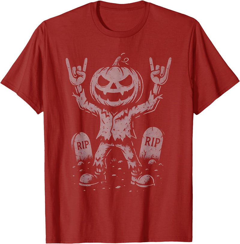 Funny El Rocker Pumpkin Tee Shirt El Rocker Pumpkin T-Shirt - Cranberry Red