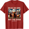 Follow The Word Not The Herd Christian Western Highland Cow T-Shirt - Cranberry Red