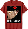 WhiteHorseDepot I Love Herefords with Cow Tongue T-Shirt - Cranberry Red