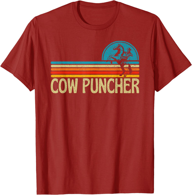 Cow Puncher Cowboy Graphic Funny Western Cow Puncher Cowboy Country T-Shirt - Cranberry Red