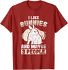 Like Rabbits and 3 People Cute Rabbit Lovers Bunny T-Shirt in Cranberry Red
