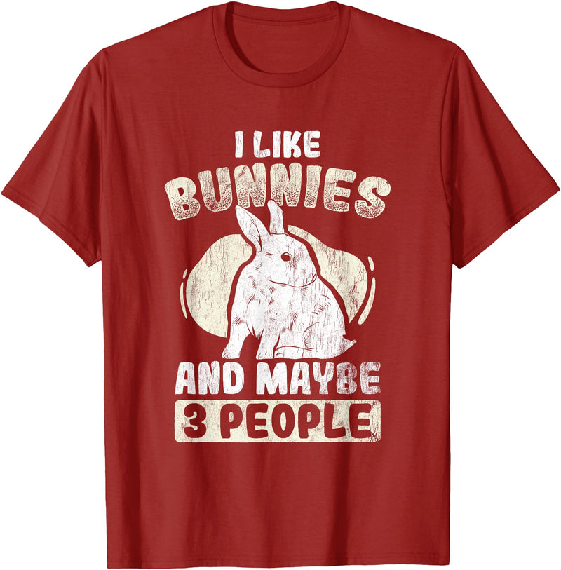 Like Rabbits and 3 People Cute Rabbit Lovers Bunny T-Shirt in Cranberry Red