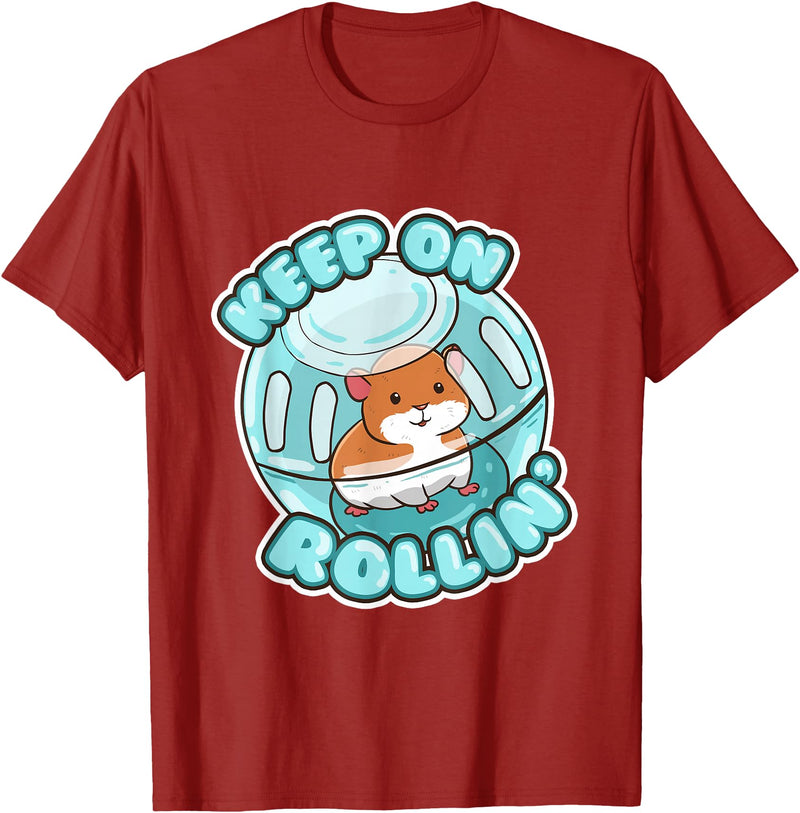 Keep On Rolling Cute Hamster Hammy Owner Pet Lover Gift T-Shirt - Cranberry Red