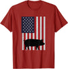 Farm Pig Patriotic United States Flag Kids Animal Patriotic Pig Silhouette American Flag Farm Kids Fourth T-Shirt - Cranberry Red