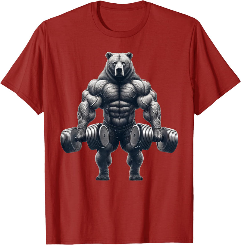 Bear Powerlifting Weightlifting Gym Apparel Bear Powerlifting Weightlifting Gym Workout T-Shirt - Cranberry Red