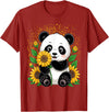 Panda Lover Gift Co. Panda Bear with Sunflowers, Panda Bear T-Shirt - Cranberry Red