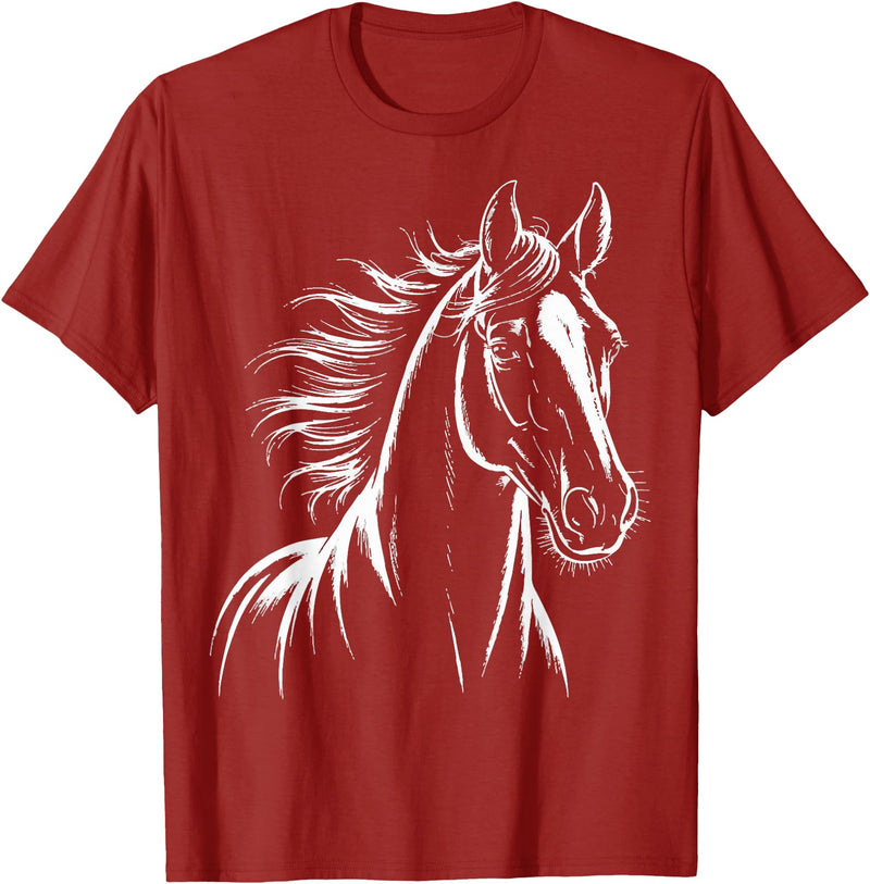 Horse Rider Equestrian Stable Owner Horse Silhouette Graphic Riding T-Shirt - Cranberry Red